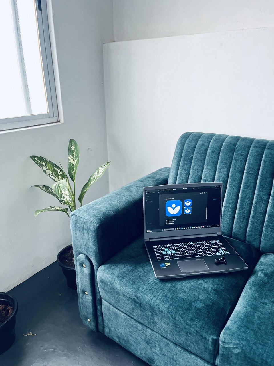 Modern co-working space with people working