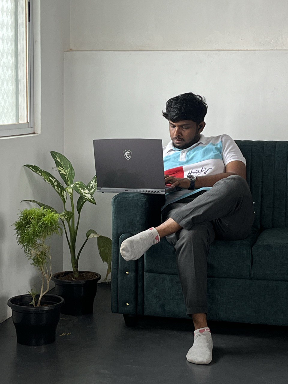 Modern co-working space with people working