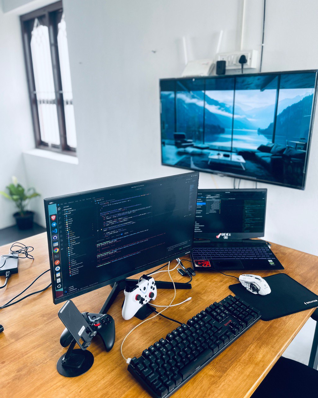 Modern co-working space with people working
